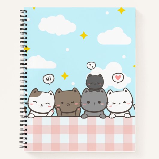 Cute Cartoon Cat Notebook  Notitieboek (Voorkant)