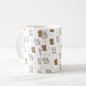 Cute Cartoon Cat Pattern Mug | Kawaii Kitty Coffee Koffiemok (Voorkant links)