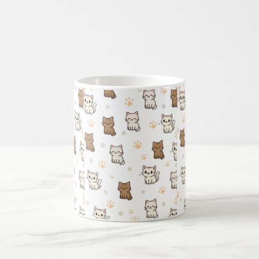 Cute Cartoon Cat Pattern Mug | Kawaii Kitty Coffee Koffiemok (Center)