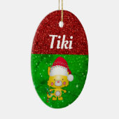 Cute Cartoon Cat Pet Name Kerstmis Keramisch Ornament (Rechts)