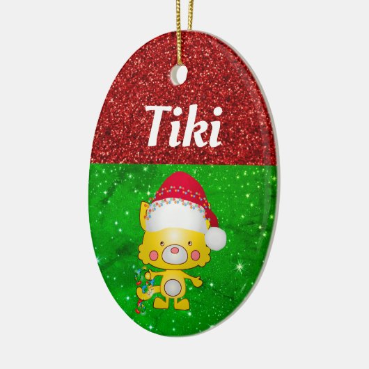 Cute Cartoon Cat Pet Name Kerstmis Keramisch Ornament (Links)