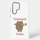 Cute Cartoon Cat Playing Trumpet Tribe Funny Samsung Galaxy Hoesje (Achterkant)
