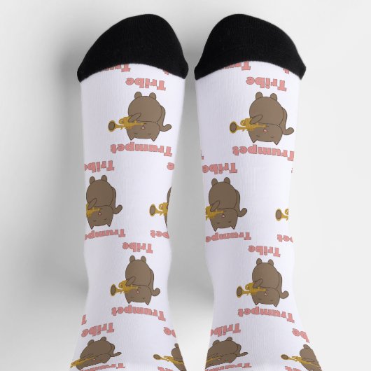 Cute Cartoon Cat Playing Trumpet Tribe Sokken (Top)