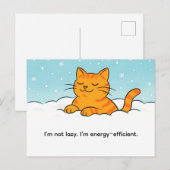 Cute Cartoon Cat Resting in Winter Snow Briefkaart (Voorkant / Achterkant)