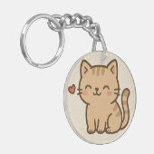 Cute Cartoon Cat Round Keychain – Full Print Desig (Voorkant Links)