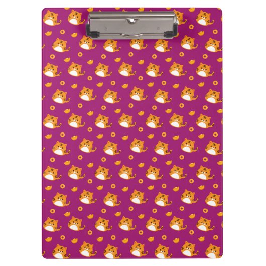 Cute Cartoon Cat Seamless Pattern | Kawaii Orange  Klembord (Voorkant)