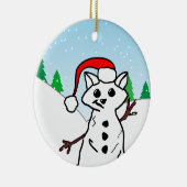 Cute Cartoon Cat Snowman Winter Holiday Keramisch Ornament (Rechts)
