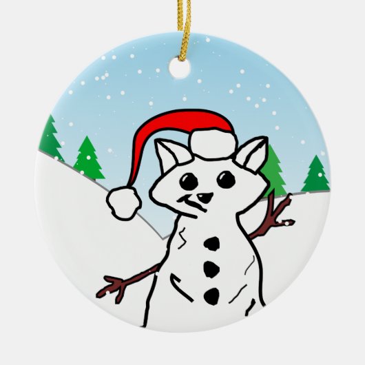Cute Cartoon Cat Snowman Winter Holiday Keramisch Ornament (Voorkant)