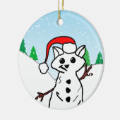 Cute Cartoon Cat Snowman Winter Holiday Keramisch Ornament (Links)
