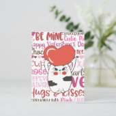 Cute Cartoon Cat Valentijnsdag Briefkaart (Staand voorkant)