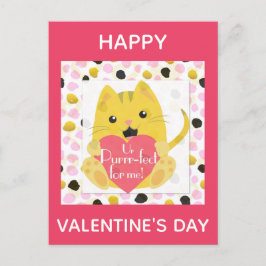 Cute Cartoon Cat Valentijnsdag Briefkaart