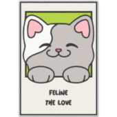 Cute Cartoon Cat Valentine Friends | Adorable Art Sticker (Voorkant)