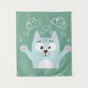 Cute Cartoon Cat Wandkleed