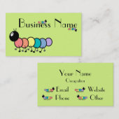 Cute Cartoon Caterpilars (Grass Green Background) Visitekaartje (Voorkant / Achterkant)