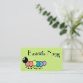 Cute Cartoon Caterpilars (Grass Green Background) Visitekaartje (Staand voorkant)