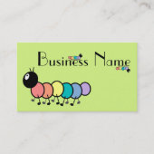 Cute Cartoon Caterpilars (Grass Green Background) Visitekaartje (Voorkant)