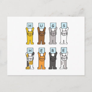 Cute Cartoon Cats Hugs here Briefkaart