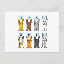 Cute Cartoon Cats Hugs here Briefkaart