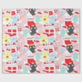 Cute Cartoon Cats Kerstmis Cadeaupapier (Vlak)