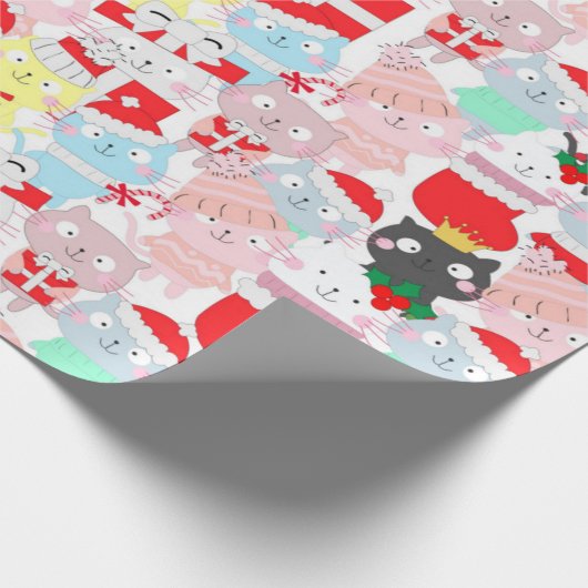 Cute Cartoon Cats Kerstmis Cadeaupapier (Hoek)