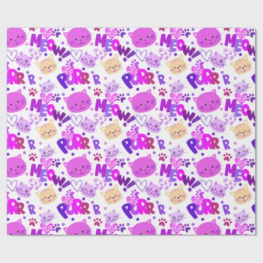 Cute Cartoon Cats Pattern Cadeaupapier (Vlak)