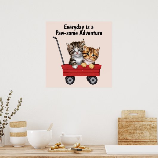 Cute Cartoon Cats Poster (Keuken)