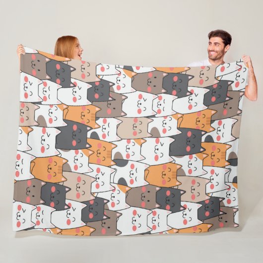 Cute cartoon Cats Seamless Pattern Fleece Deken (In situ)