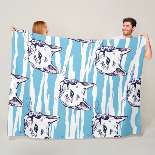 Cute cartoon Cats Seamless Pattern Fleece Deken (In situ)