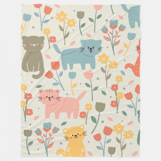 Cute cartoon Cats Seamless Pattern Fleece Deken (Voorkant)