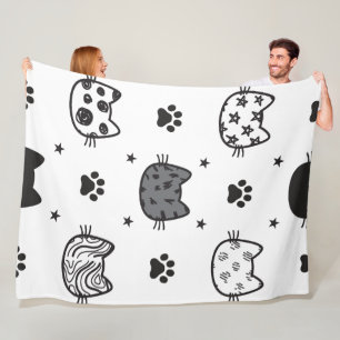 Cute cartoon Cats Seamless Pattern Fleece Deken