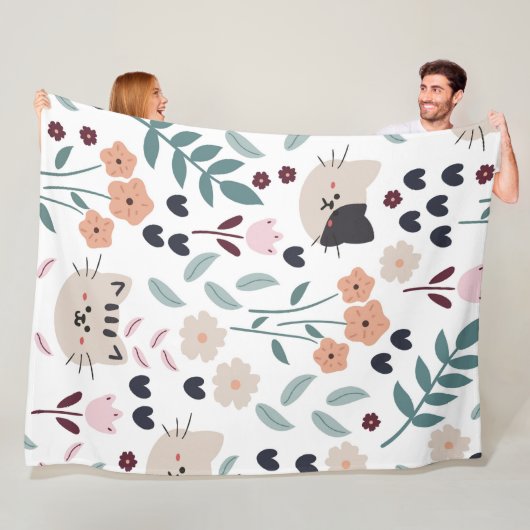 Cute cartoon Cats Seamless Pattern Fleece Deken (In situ)