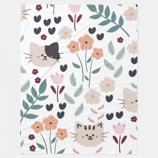 Cute cartoon Cats Seamless Pattern Fleece Deken (Voorkant)