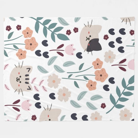 Cute cartoon Cats Seamless Pattern Fleece Deken (Voorkant (Horizontaal))