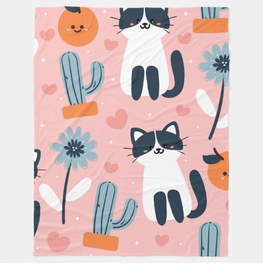 Cute cartoon Cats Seamless Pattern Fleece Deken (Voorkant)