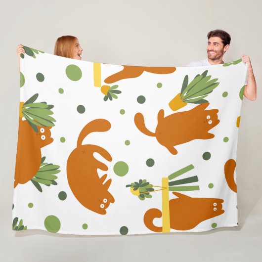 Cute cartoon Cats Seamless Pattern Fleece Deken (In situ)