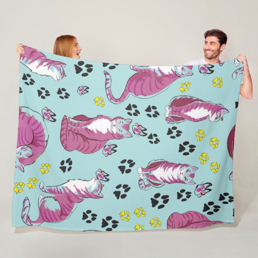 Cute cartoon Cats Seamless Pattern Fleece Deken (In situ)