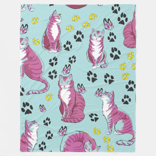 Cute cartoon Cats Seamless Pattern Fleece Deken (Voorkant)