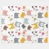 Cute cartoon Cats Seamless Pattern Fleece Deken (Voorkant (Horizontaal))