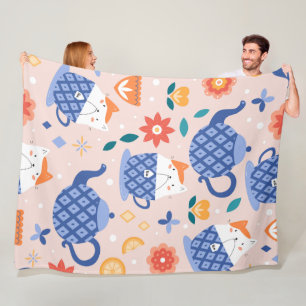 Cute cartoon Cats Seamless Pattern Fleece Deken