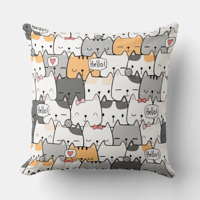 Cute cartoon Cats Seamless Pattern Kussen (Voorkant)
