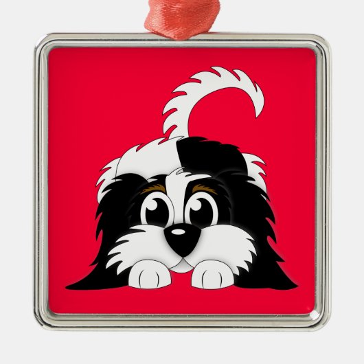 Cute Cartoon Cavachon Metalen Ornament (Voorkant)