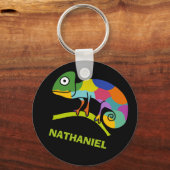 Cute, Cartoon Chameleon Personalized Sleutelhanger (Voorkant)