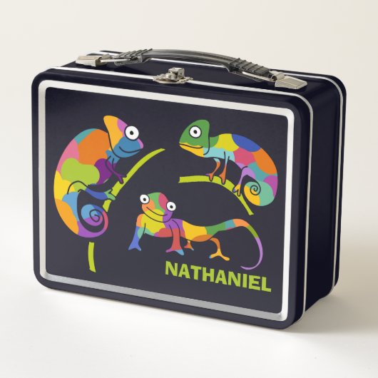 Cute Cartoon Chameleons Bright Colors Personalized (Voorkant)