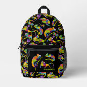 Cute Cartoon Chameleons Bright Colors, zwart Bedrukte Rugzak (Voorkant)