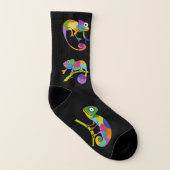 Cute Cartoon Chameleons Illustrated Bright Colors Sokken (Rechts - buiten)