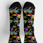 Cute Cartoon Chameleons Illustrated Bright Colors Sokken (Top)