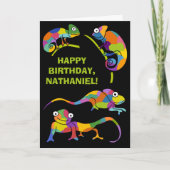 Cute Cartoon Chameleons Persoonlijk Birthday Kaart (Voorkant)