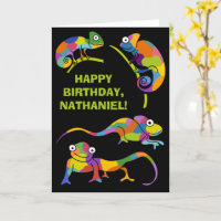 Cute Cartoon Chameleons Persoonlijk Birthday