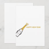Cute cartoon champagnefles en Gelukkig nieuwjaar Feestdagenkaart (Voorkant / Achterkant)