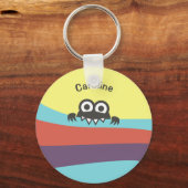 Cute Cartoon Character Colorful Stripes Kinder Nam Sleutelhanger (Voorkant)
